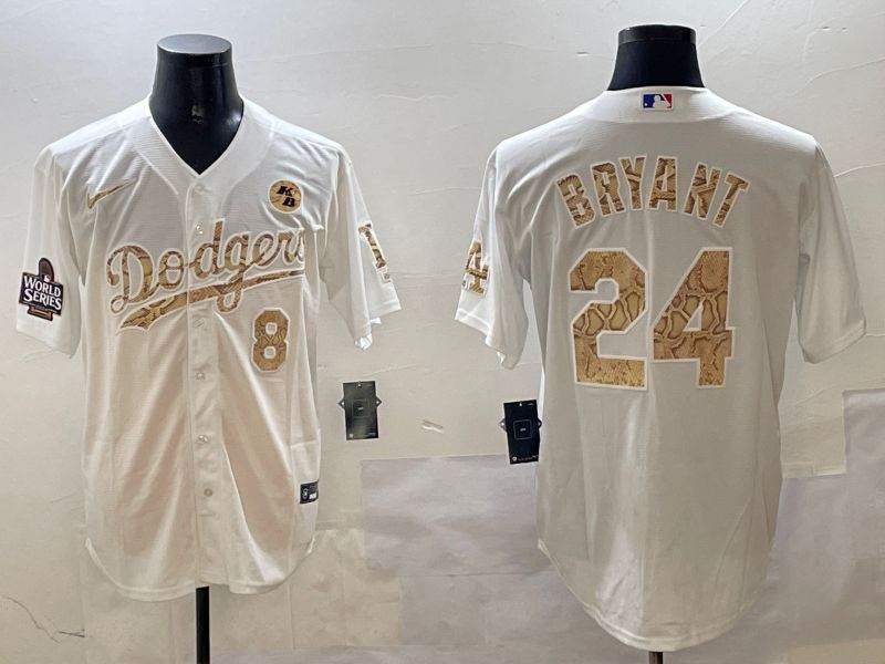Men Los Angeles Dodgers #24 Bryant White Fashion Game 2025 Nike MLB Jersey style 3068
